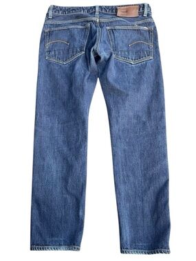 G-Star Raw 3301 Medium Blue Button Fly Mid-Rise Jeans (34x30)